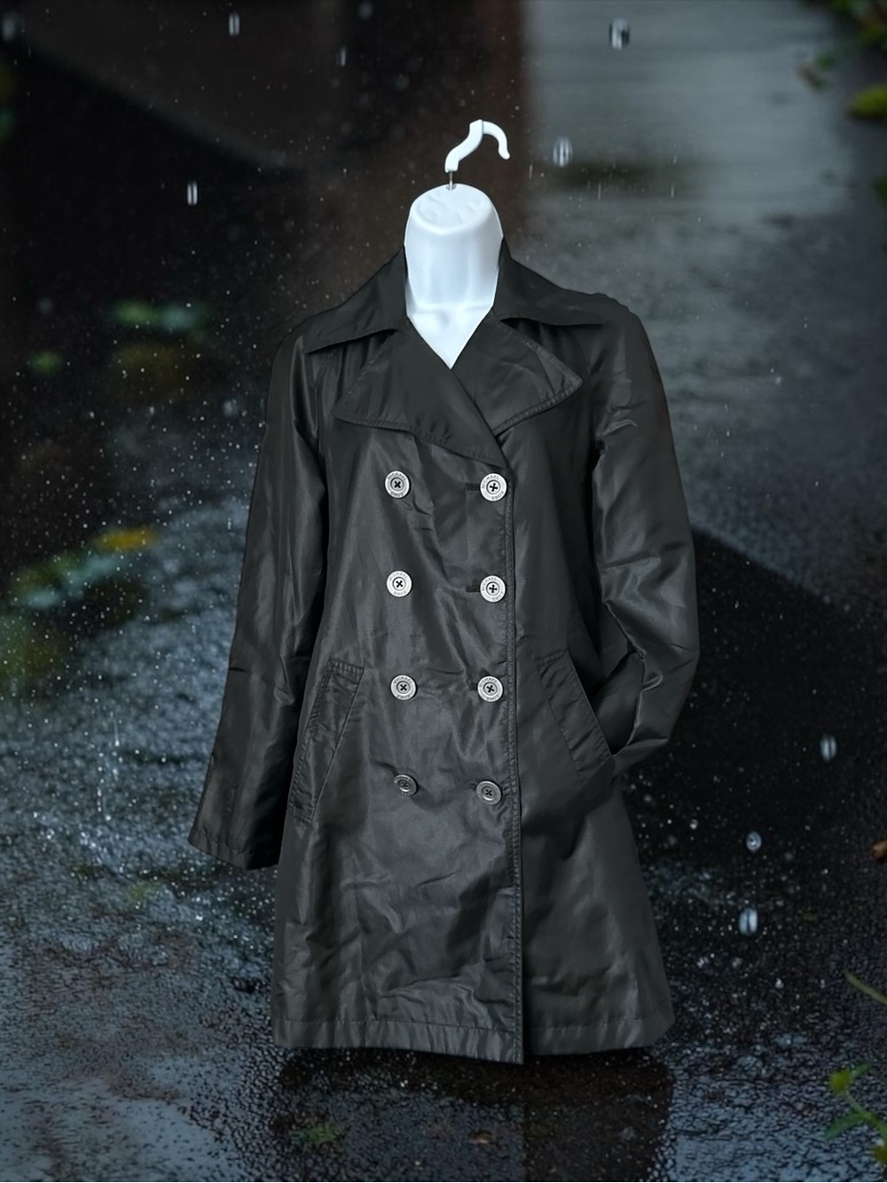 Michael Kors Black Double-Breasted Trench Coat XS